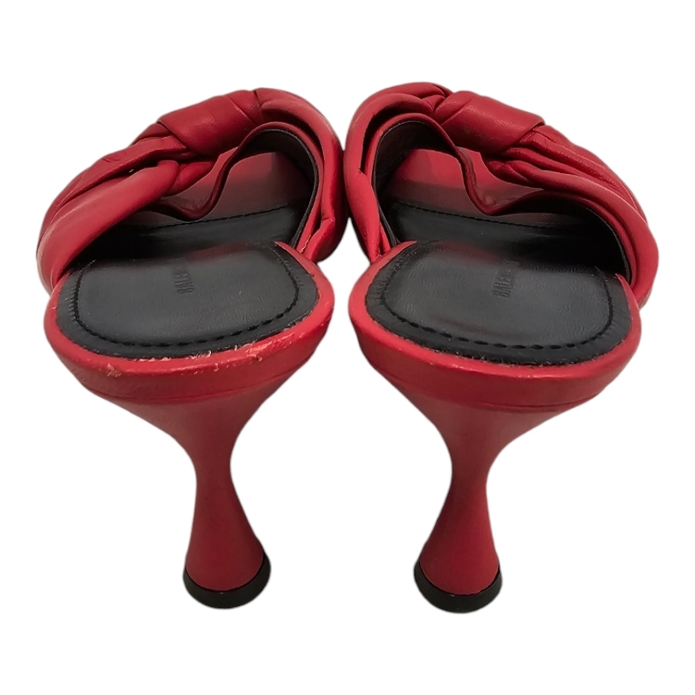 Balenciaga Drapy Red Twisted Leather Knife Open Toe Mule Pumps SZ 36 - Picture 4 of 12